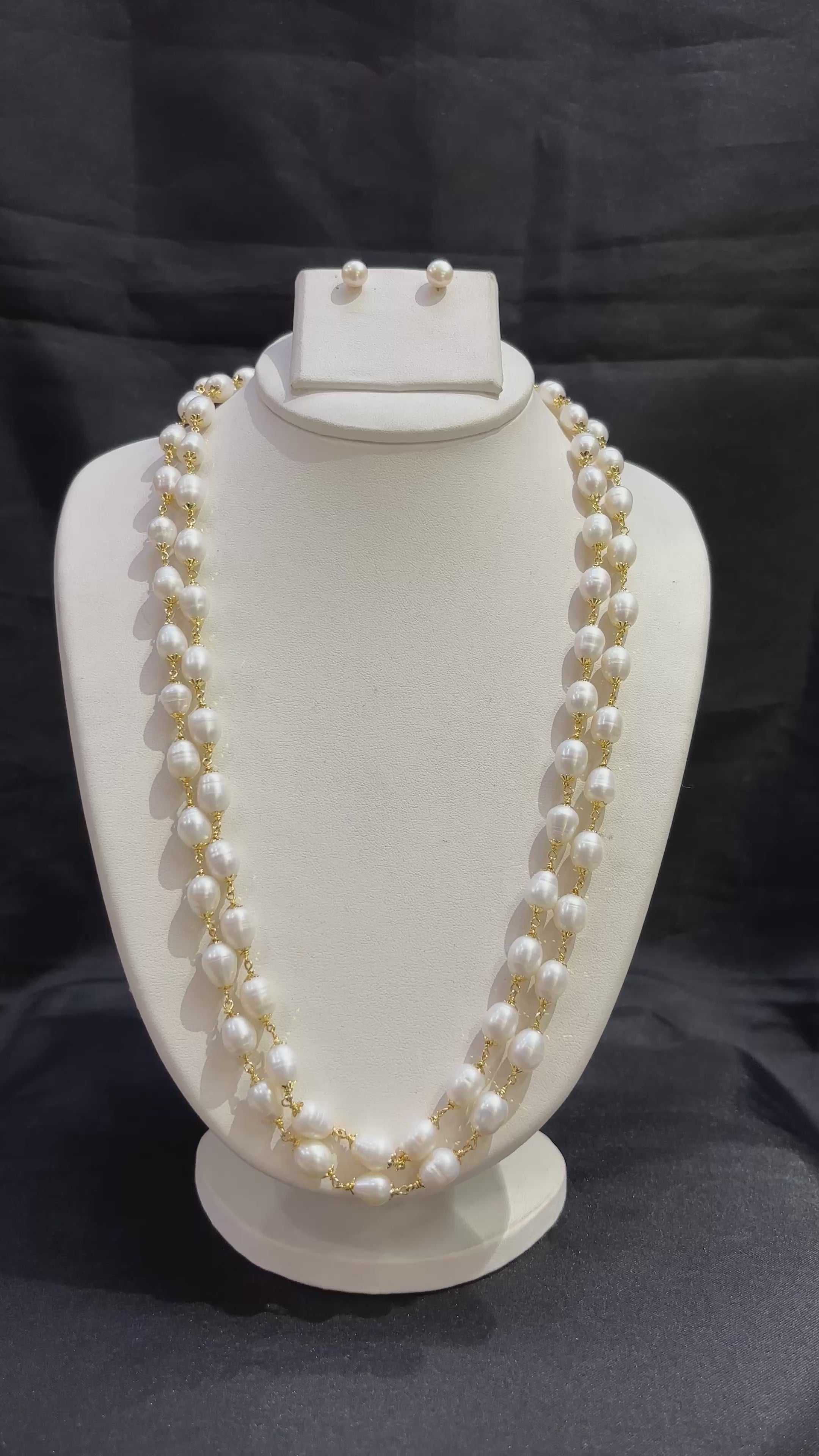 Elegant Double-Strand Freshwater Pearl Necklace Set – Code 50053