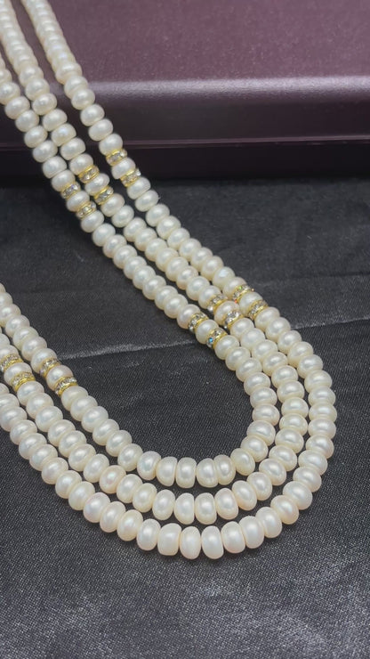 Premium 3 Layer Freshwater Pearl Necklace Set