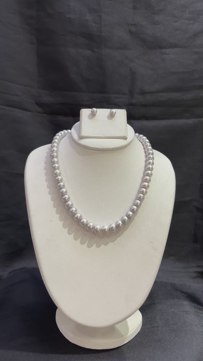 Natural Grey Freshwater Pearl Necklace Set Code 50063