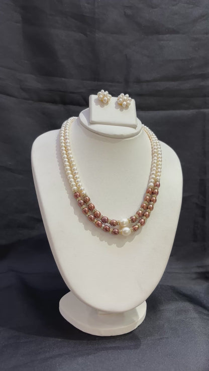 Dual-Tone Freshwater Pearl Necklace Set – Code 50064