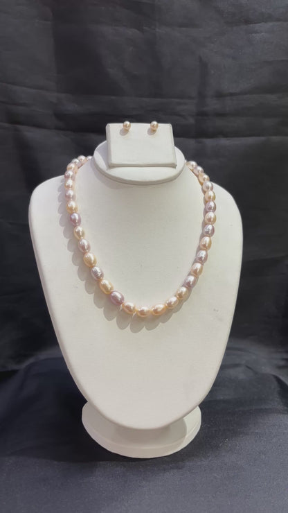 Premium Oval Freshwater Pearl Necklace Set – Code 50057