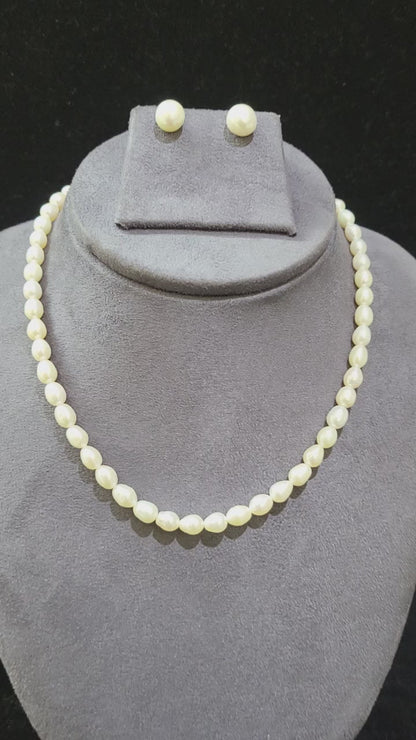 Evergreen White Pearl Single Layer Set | Classic Real Pearl Necklace