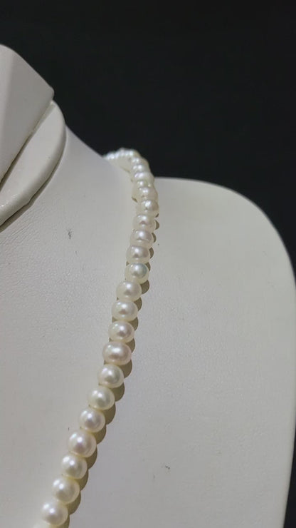 White & Blue Pearl Single Layer Set | Classic Real Pearl Necklace