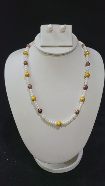 Yellow & Brown Real Pearls Necklace