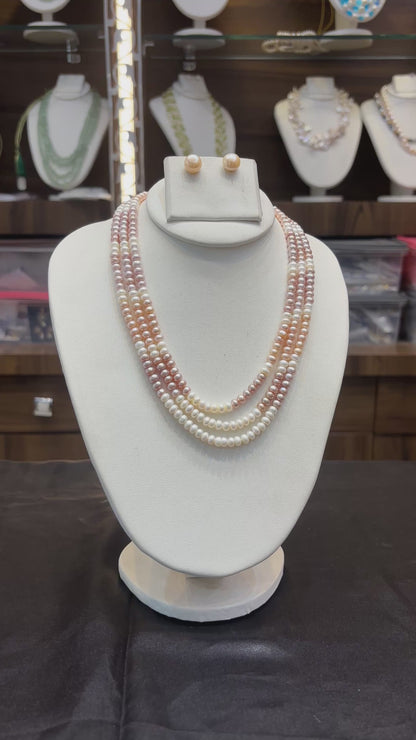 3 Layer Multicolor Freshwater Pearl Mala