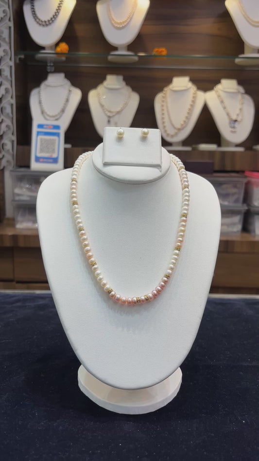 Premium Multicolor Pearl Necklace Set with Matching Studs