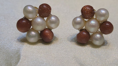 Everyday Freshwater Real Pearls and Sandstone Earrings