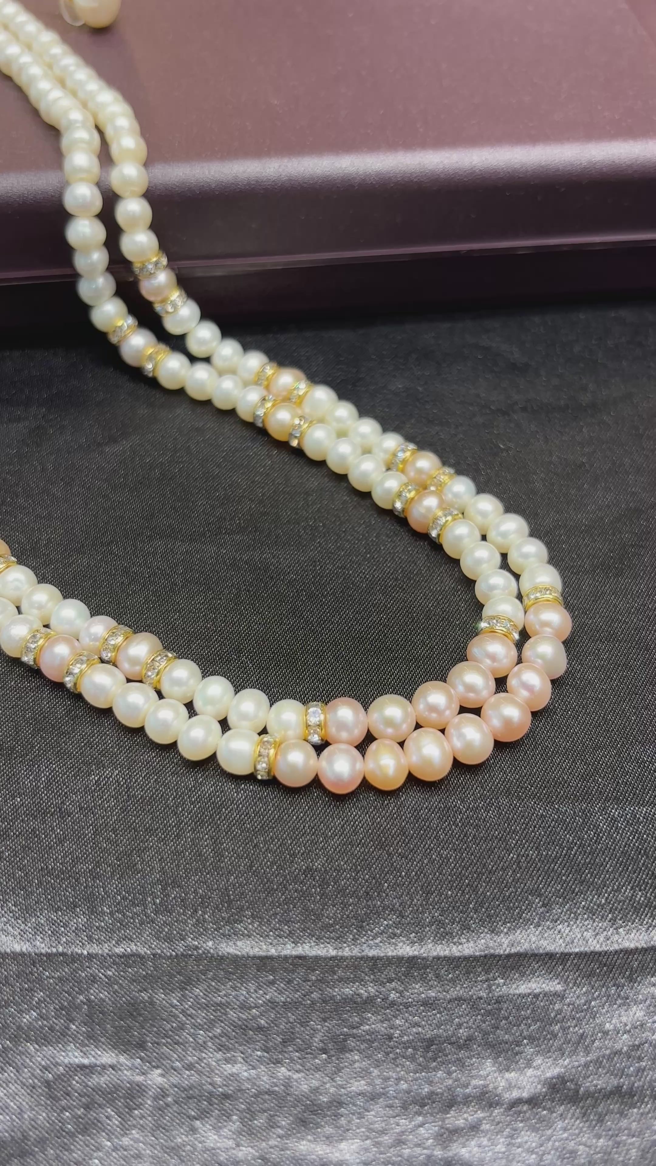 2 Layer Freshwater Rainbow Pearl Necklace Set