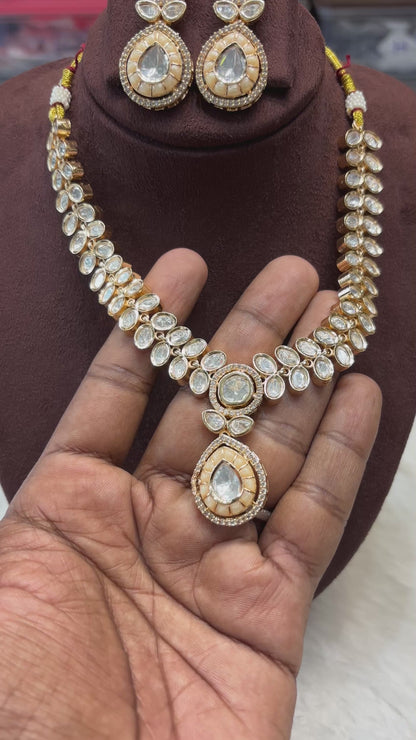 Bridal Kundan & Pearl Necklace Set with Earrings