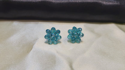 Everyday Blue Crystal Flower Earrings