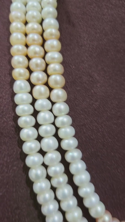 Triple Layer Elegant Freshwater Real Pearl Necklace