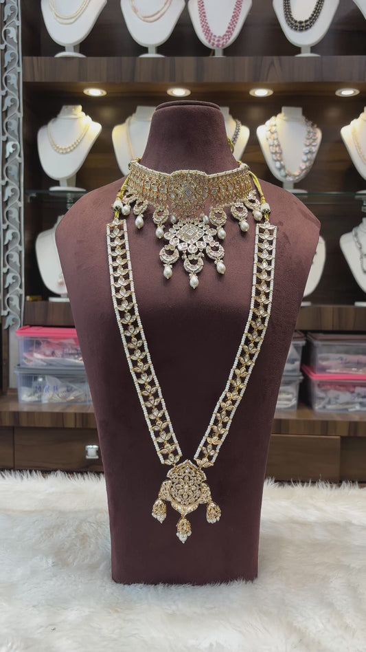 Bridal Kundan & Pearl Jewellery Set – Heavy Choker with Raani Haar